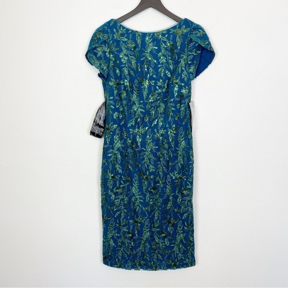 JS Collections Women's Fiona Knee Length Dress Cobalt Kelly Green - Picture 3 of 6